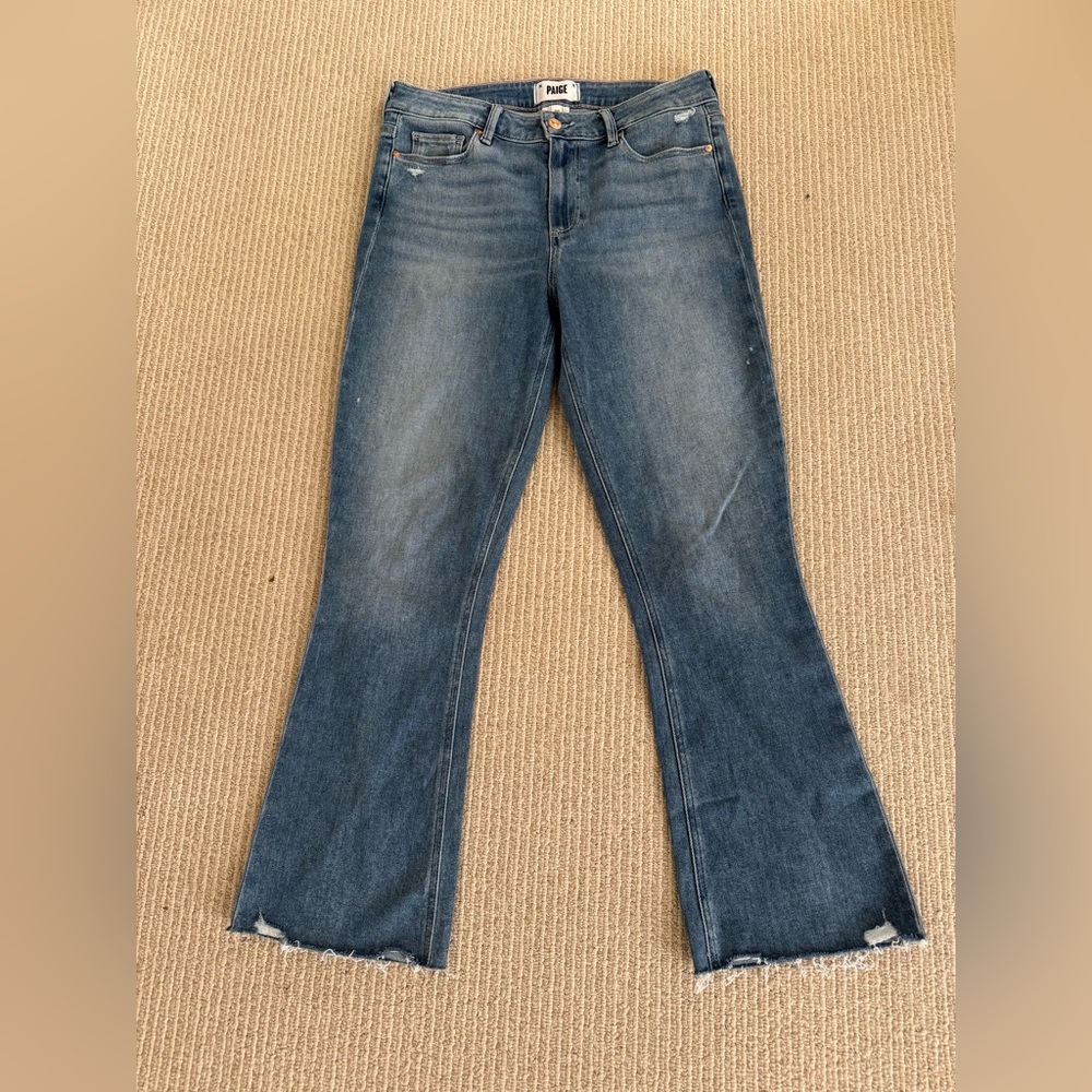 PAIGE Collette Crop Flare Jeans in Deep Blue